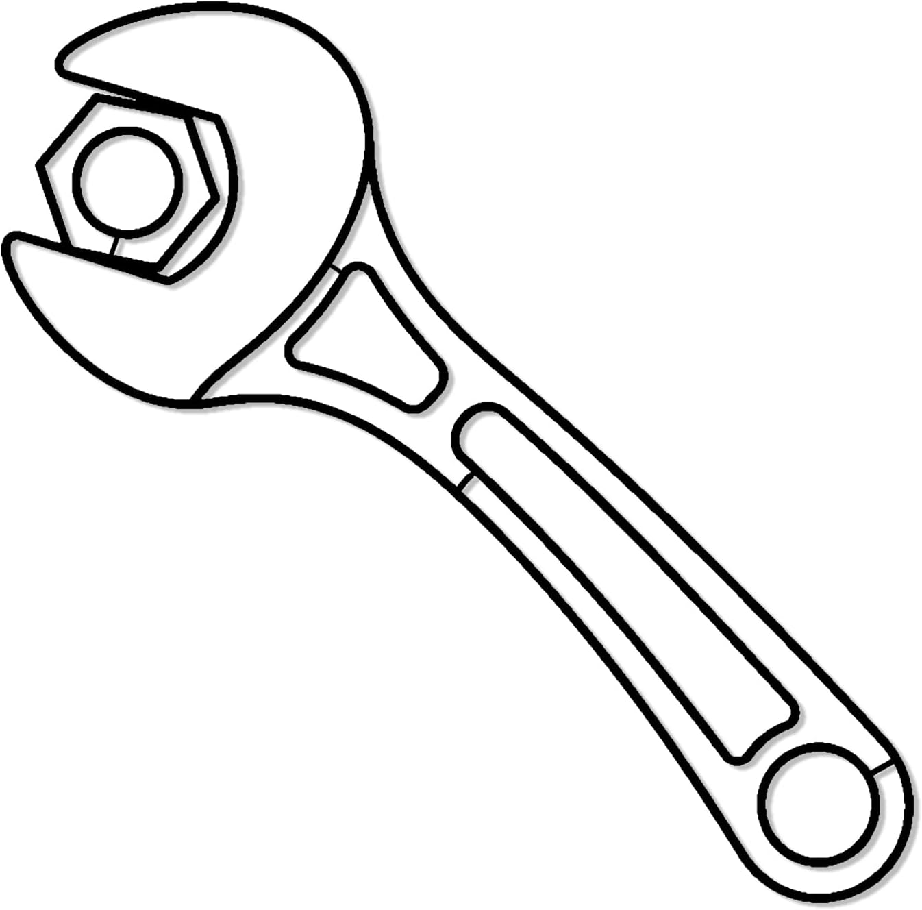 Adjustable Wrench with Hex Nut Metal Wall Art WallArt Decor Metal Outdoor Decor Metal Signs Modern Quirky Wall Sculpture Stunning Cute Wall Decoration for Living Room Bedroom Office Black 12in