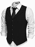 COOFANDY Men's Slim Fit Suit Vest Notch Lapel Waistcoat - Casual Formal Textured Vests for Weddings & Office