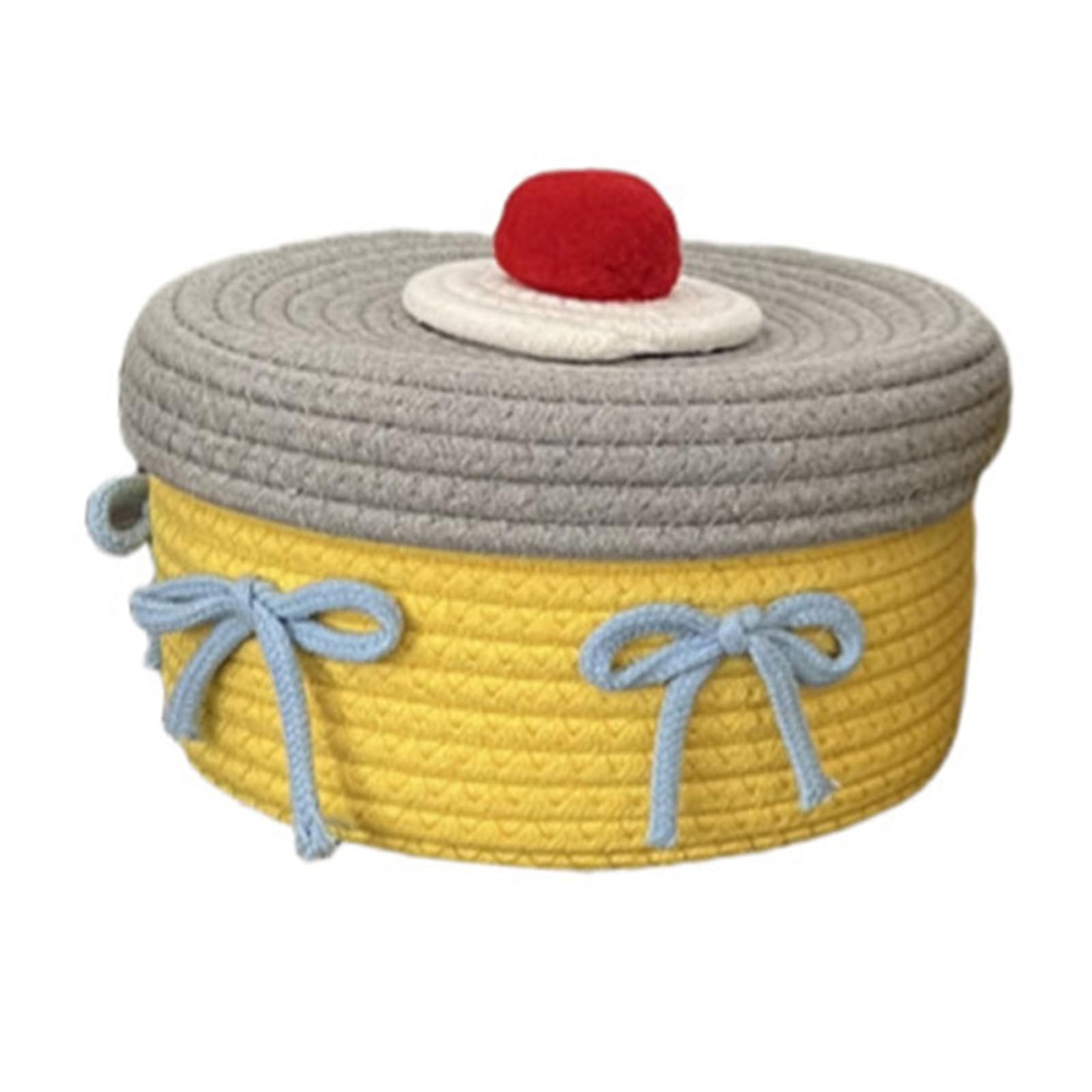 Kalttoy Handwoven Storage Bin with Dustproof Lid Woven Cosmetics Basket Resistant Desktop Organiser for Use Home Storage Box