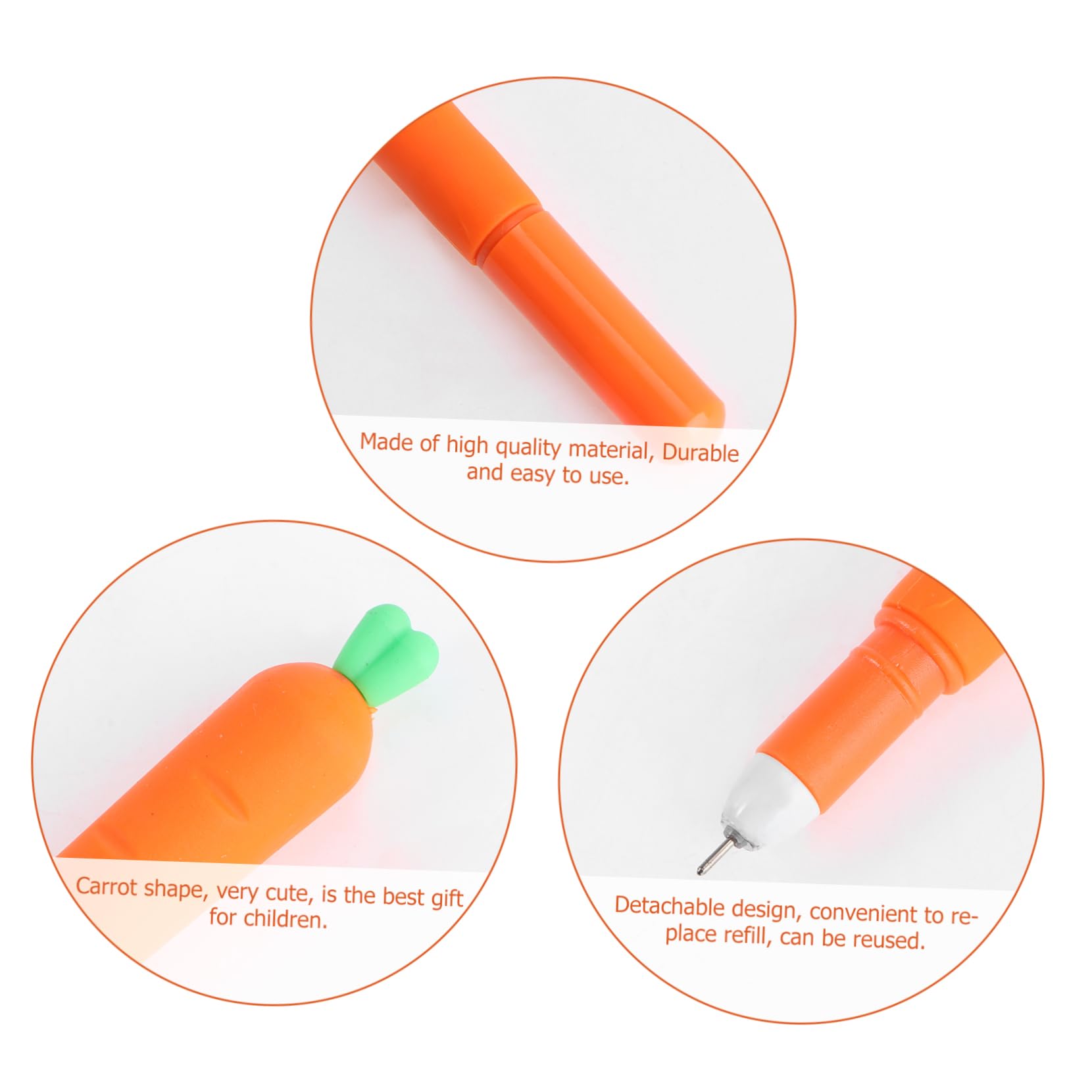 Lot De 12 Stylos À Encre Carotte Mignons Pour Fournitures Scolaires De Bureau