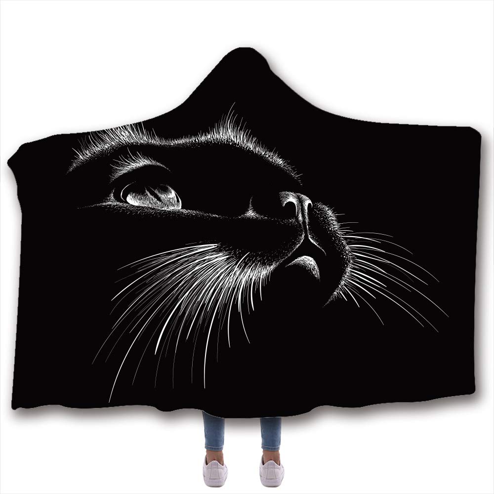 Chickw11 Coperta con Cappuccio 3D Gatto, Bello Morbido Pile Inverno Calda Comoda Indossabile Coperta per Adulto Bambino Relax sul Divano TV, in casa ( 130x150cm,Margherita