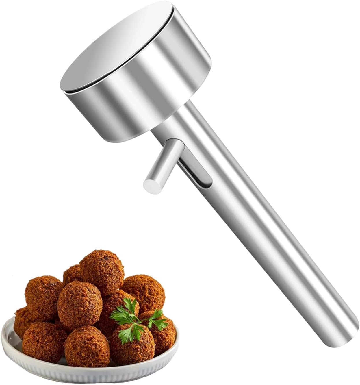 MOMOTOU Falafel Scoop roestvrij staal Falafel Maker Scoop Gehaktbal Maken Schep Non-Sticky Drukken Gadgets Falafel Ball Maker (Zilver