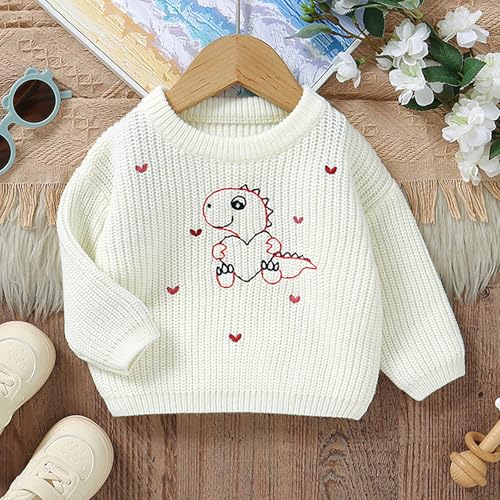 Girls Cartoo𝐧 Dinosaur Print Sweater Cute Long Sleeve Crewneck Knit Pullover Unisex Mash Long Sleeve Knitwear3