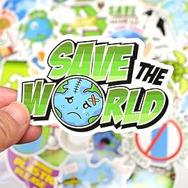 QTL Earth Day Stickers for Kids Environmental Party Supplies Waterproof Vinyl Stickers Earth Day Decorations Gifts 50Pcs