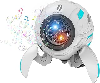 Robot Bubble Machine | Automatic Rocket Bubble Maker Toy with Music - Leakproof Bubble Blower for Kids Indoor Outdoor Parties, Cool Bubble Toy Summer Gifts Func