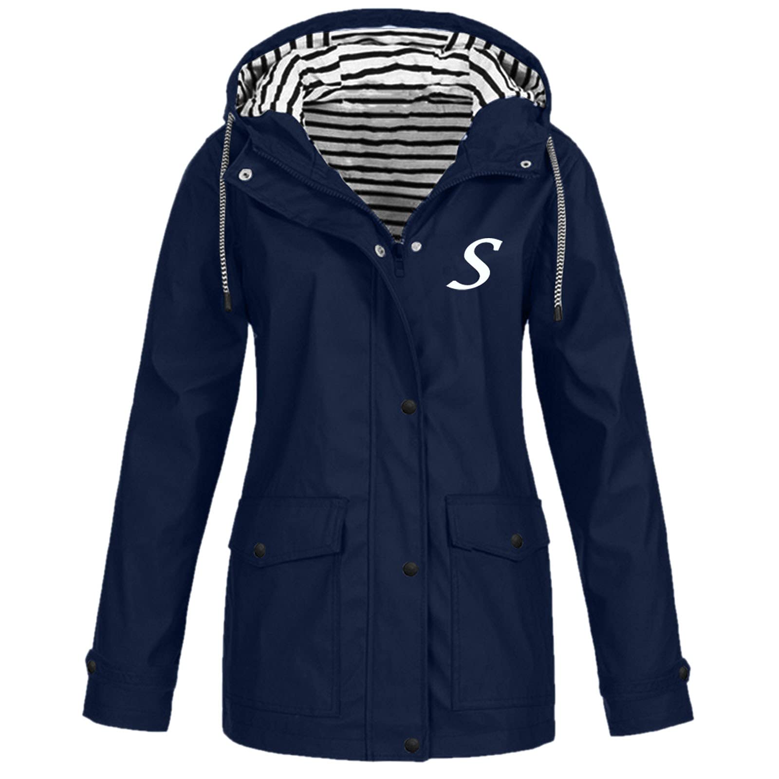 Giacca Da Donna Tinta Unita Per Esterni Taglie Forti Con Cappuccio Antivento E Impermeabile Alla Coulisse A Maniche Lunghe Autunno Sportiva Abbigliamento Trekking Softshell Trench
