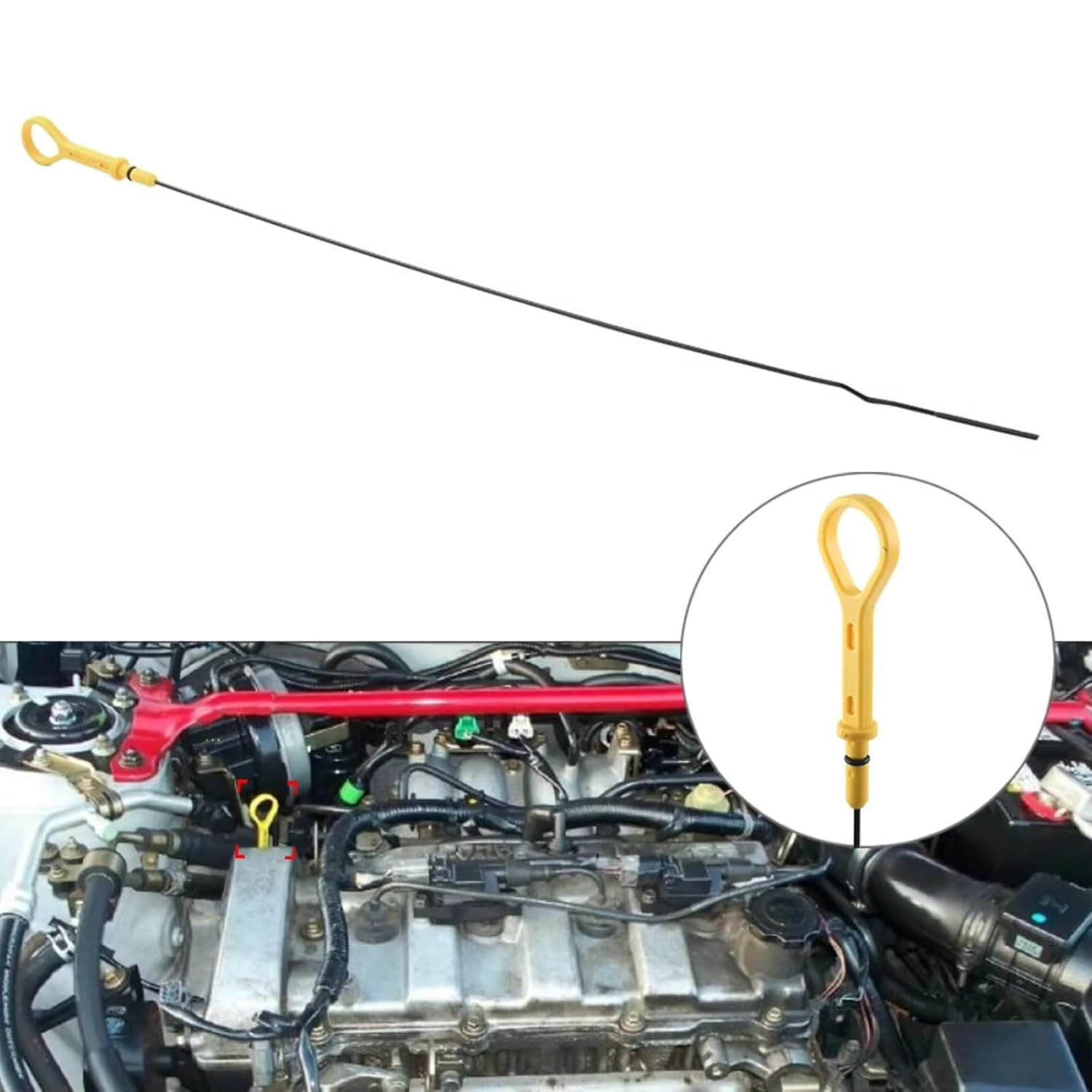 Automotive Oil Level Gauge Compatible with Mazda for Protege 2002 2003 for MX-6 1993 1994 1995 1996 1997 565mm Car Engine Oil Dipstick OEM: FS0110450A