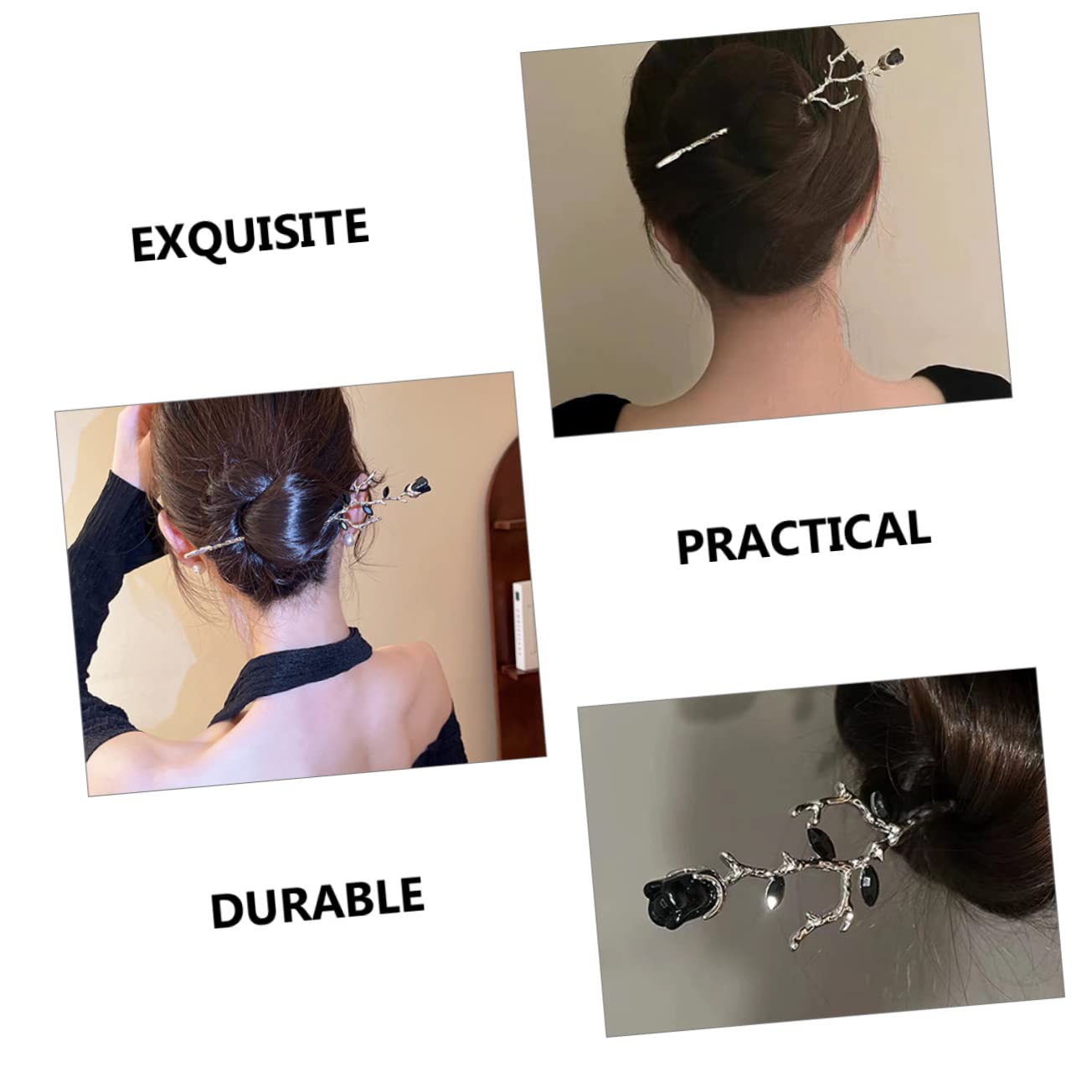 MAGICLULU Juego De 3 Horquillas Chinas Para El Pelo Con Forma De Rosa Para Moño Accesorio Para El Pelo De Boda 2 Unidades X 3