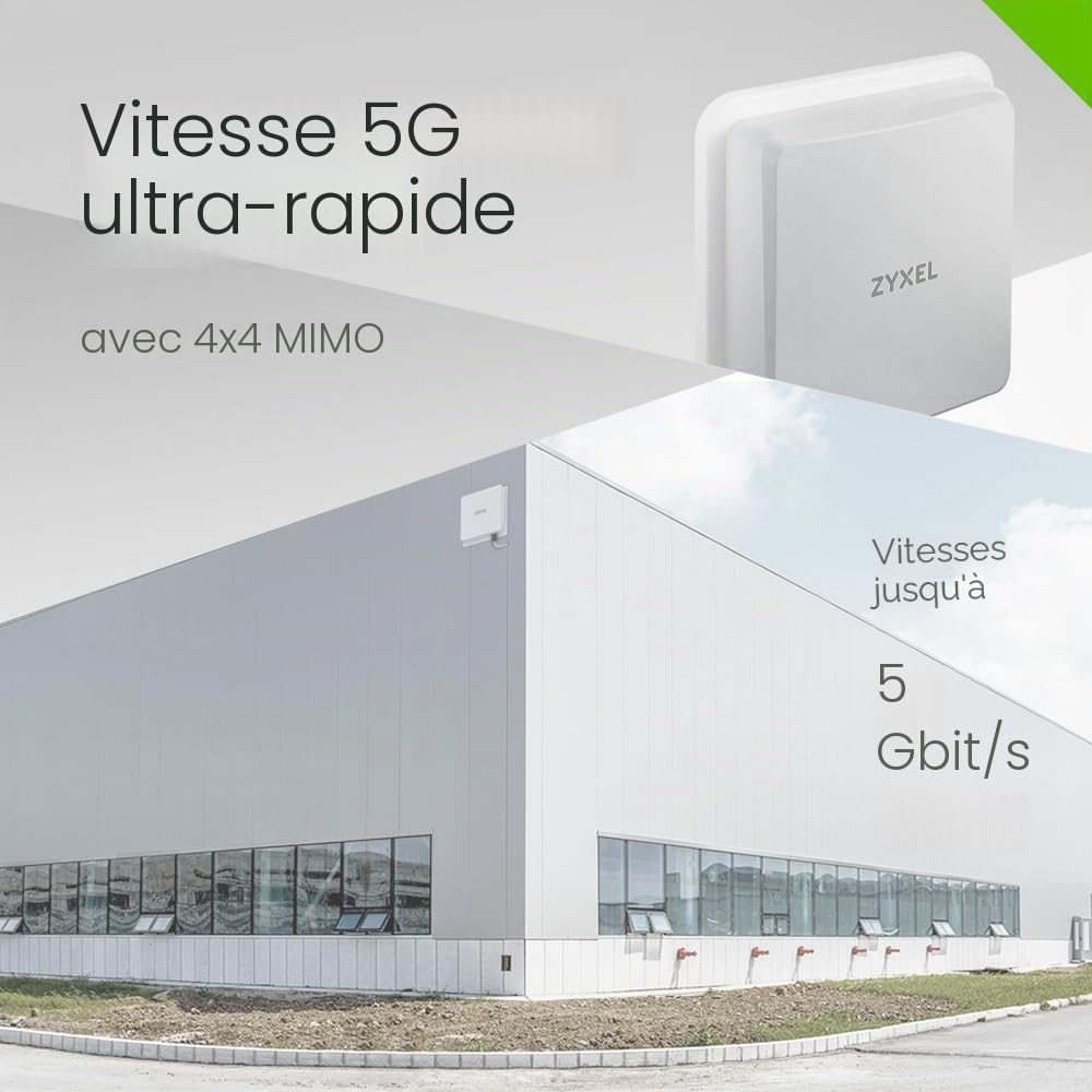 Zyxel 5G Outdoor Router avec PoE | 4.67 Gbps Data Rate|Antenne directionnelle 9 dBi pour Les Longues Distances |Indice de Protection IP68 [Nebula FWA710]