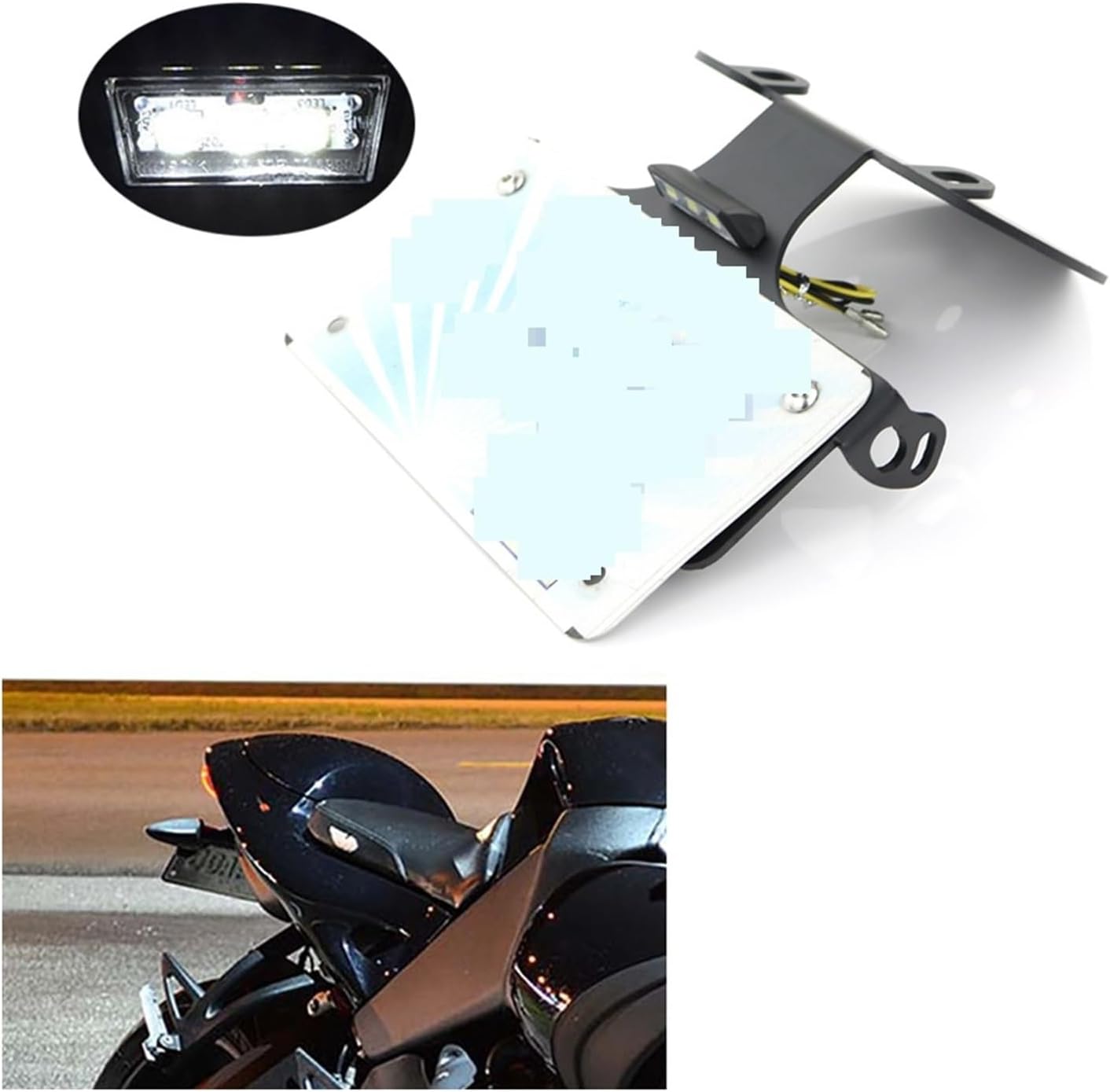 License Number Plate Frame Holder Bracket with Light Rear Tail Tidy Fender Compatible with Buell 1125 R 1125 CR 2008-2011