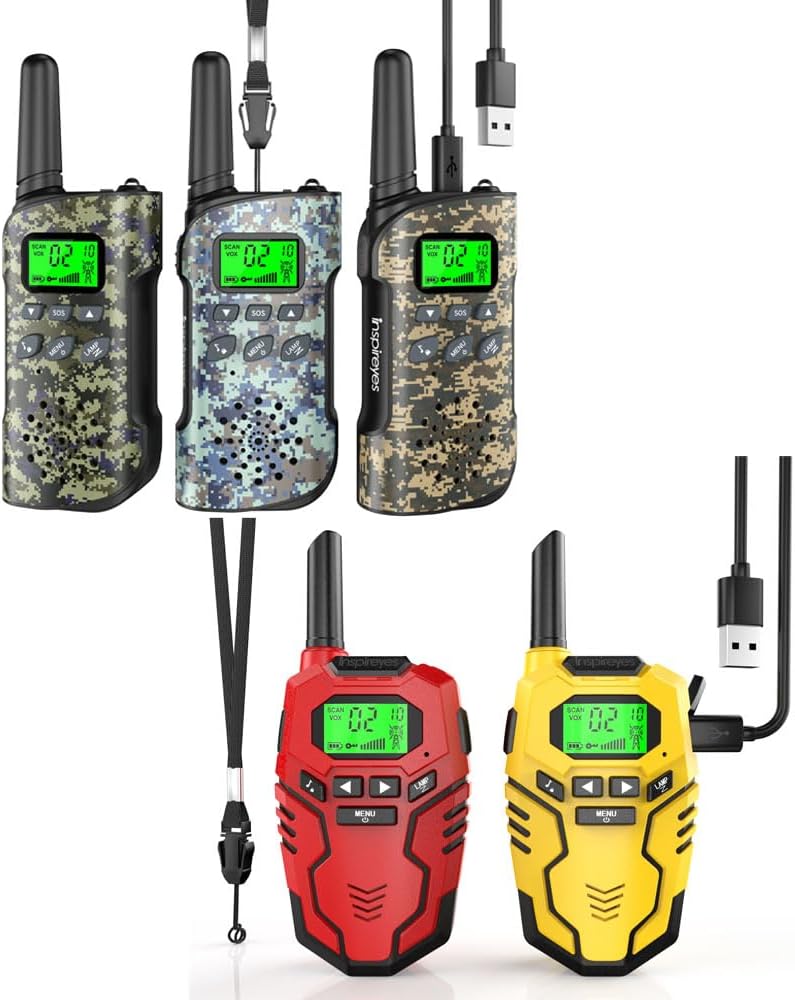 Walkie Talkies for Kids Rechargeable, Easter Basket Essentials Stuffers, Long Range 2 Way Radio, Outdoor Camping Games Toy Birthday Xmas Gift for Boys Age 8-12 3-5, 5 Pack