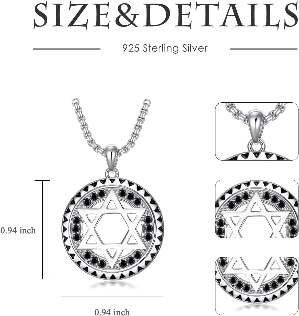 Star of David Necklace 925 Sterling Silver Jewish Star Pendnat Necklace Jewelry Gifts for Men Women - Image 4