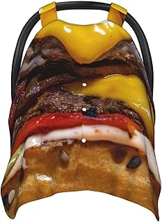 Cheeseburger Baby Car Seat Canopy,360-Degree Breastfeeding Cover with Plush Backing
