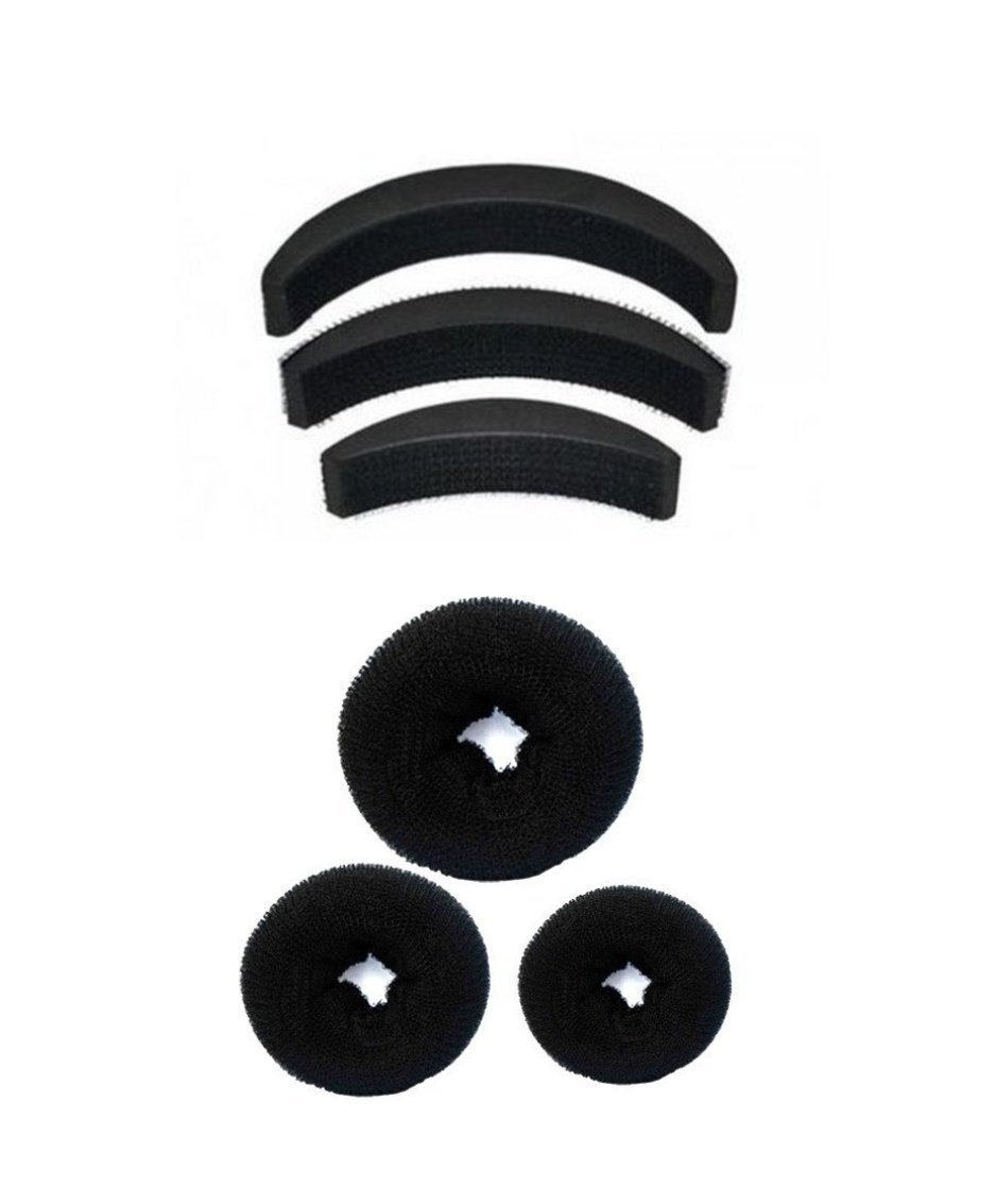 AURINKO® Set Of 3 Hair Pin Puff Banana Bumpit and Donut Bun maker Three Size Extreme Hair Volumizer Bun