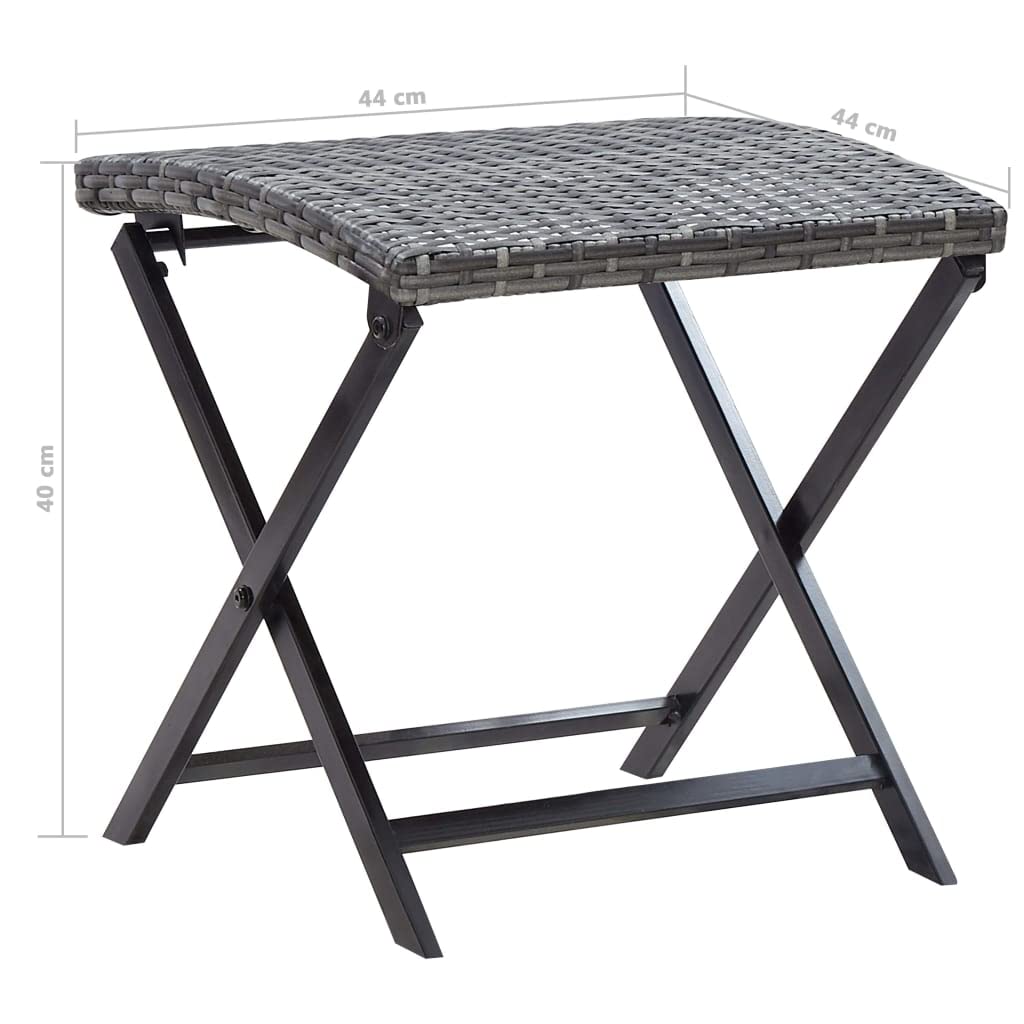 vidaXL Tabouret Pliable Siège de Jardin Tabouret de Terrasse Repose-Pied de Patio Meuble de Balcon Extérieur Robuste Résine Tressée Gris