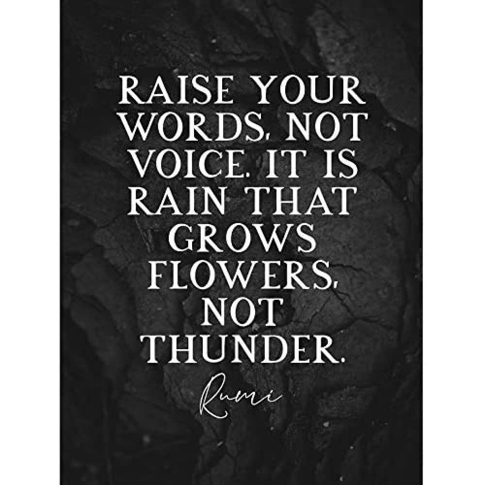 Artery8 Slate Quote Rumi Rain Grows Flowers Not Thunder Unframed Wall Art Print Poster Home Decor Premium