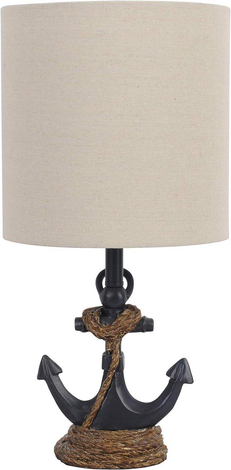 Decor Therapy Anchor Resin Accent Lamp Easy on Off Push-Through Light Switch Coastal Style Energy Efficient 40W Antique