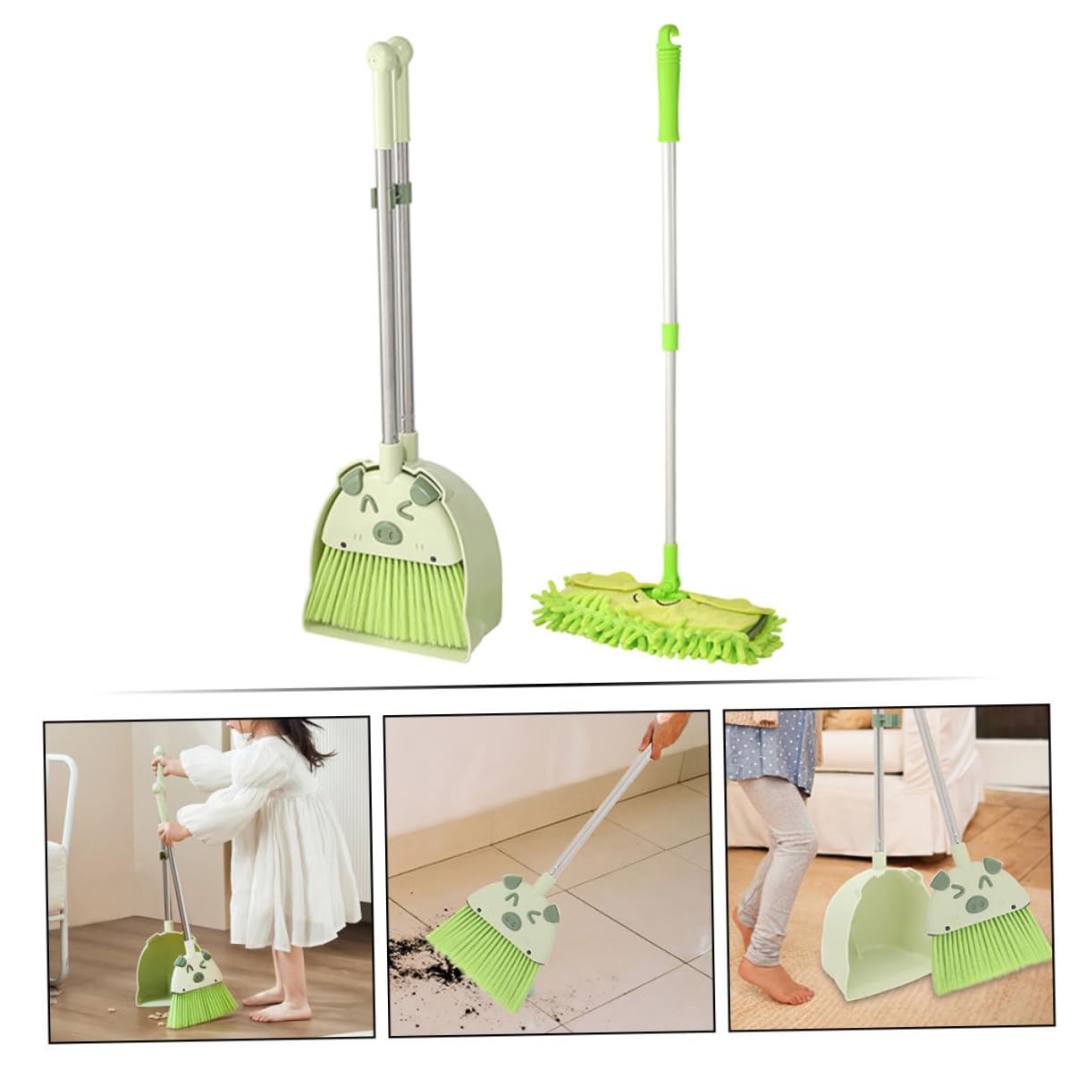 Giocattolo Scopa Paletta e Mop per Materiali Sicuri in Plastica e Acciaio Inossidabile Design Cartoon Leggero e Facile da Usare Regalo Educativo per Pulizia e Coordinazione