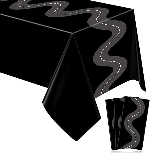 Miniatura 8 de Irenare 3 piezas de manteles de carreras para autos, suministros de fiesta de cumpleaños de autos, 54 x 108 pulgadas, manteles desechables