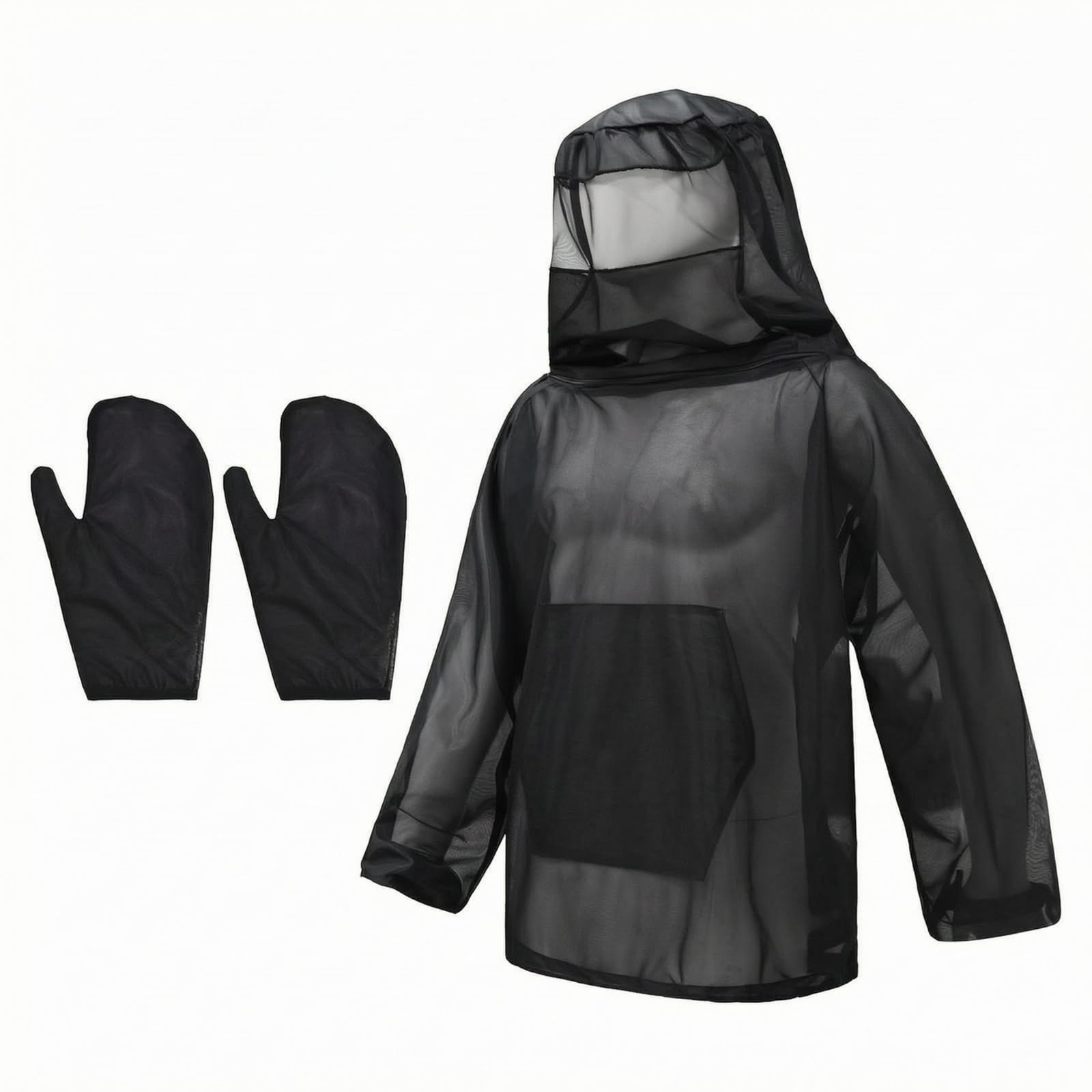 long sleeves net hooded top lightweight bug protection m-l black | convenience included accessories black m-l