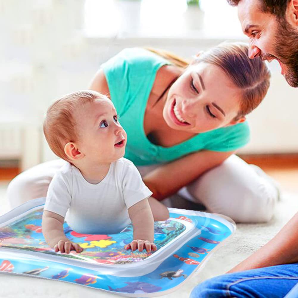 Tapis D'Eau Gonflable Pour Bébé Aolso | Temps Sur Le Ventre | Motifs Marins | 3-12 Mois