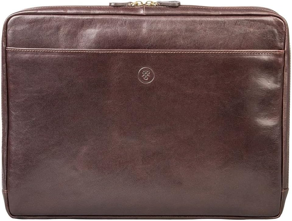 Maxwell Scott - Luxury Leather 15" 16" Laptop Sleeve Cover for MacBook - Handmade in Italy - The Verzino