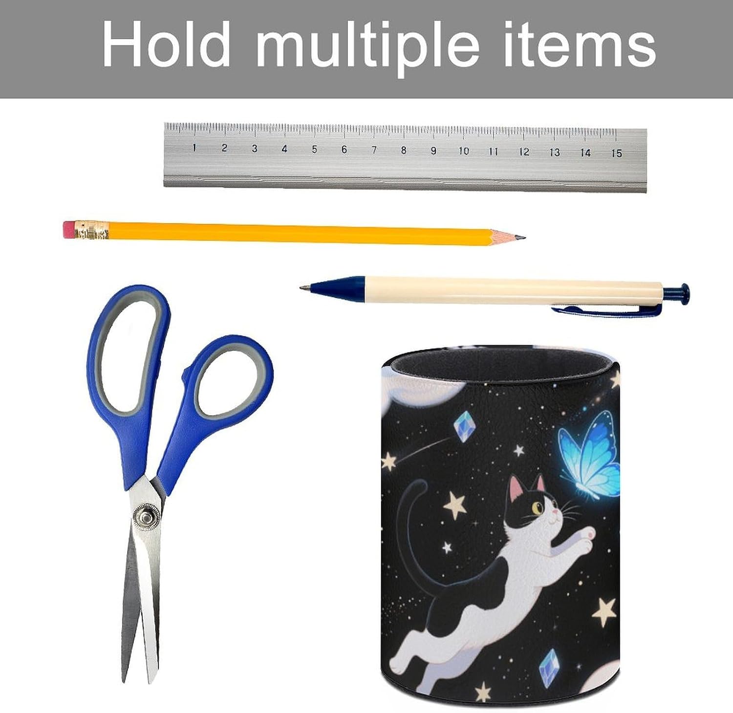 Round Kitten Butterfly Pen Holder for Home Office Studio Workshop image 5