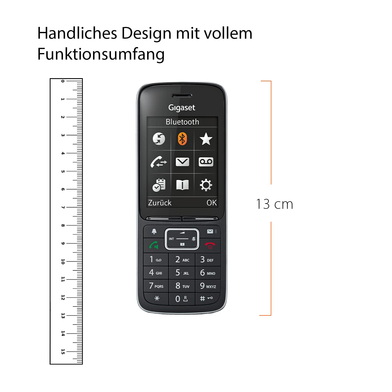 Gigaset SL450HX - DECT-Mobilteil mit Ladeschale – hochwertiges Schnurloses Telefon für Router und DECT-Basis – Fritzbox-kompatibel - brillantes Farbdisplay - großes Adressbuch, platin-Schwarz