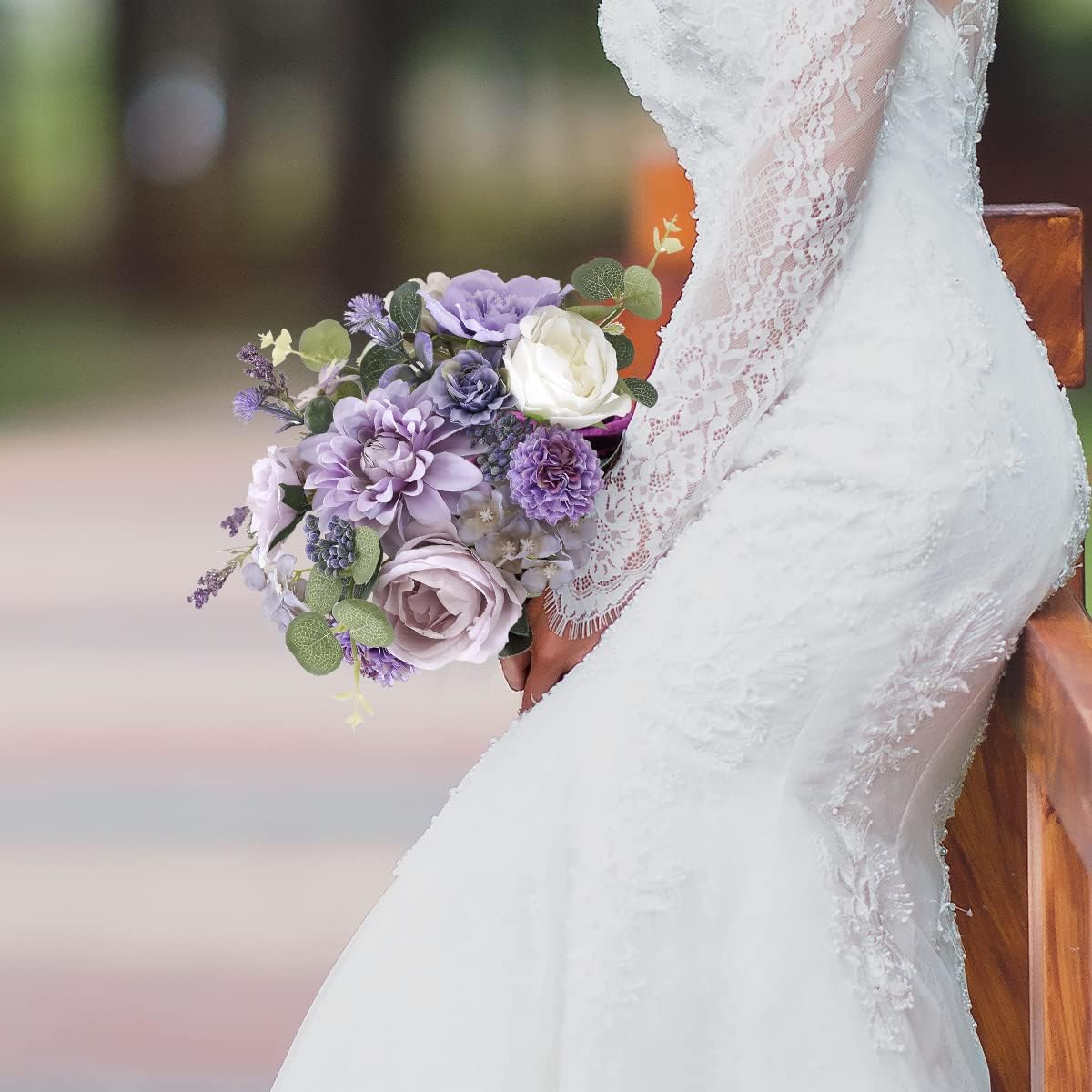 Artificial Flowers Combo Box Set Purple Fake Silk Flower for DIY Wedding Bouquet Arrangements Bridal Shower Party Home Decorations(White Purple Peony) - Image 8