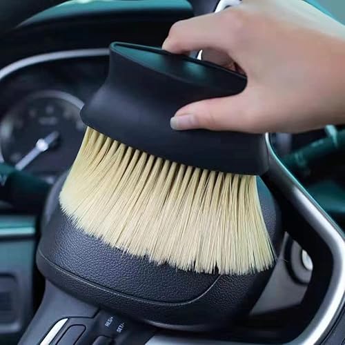 Auto Interior Detail Cleaning Dust Brush, Car Cleaning Brushes Duster,Long Soft Hair Brush Wide Handle Dusting Tool For Seat Gap，Dashboard,Air Vents,Button,Knob,Armrest Box,Console,Scratch Free(Brown) #TOP3