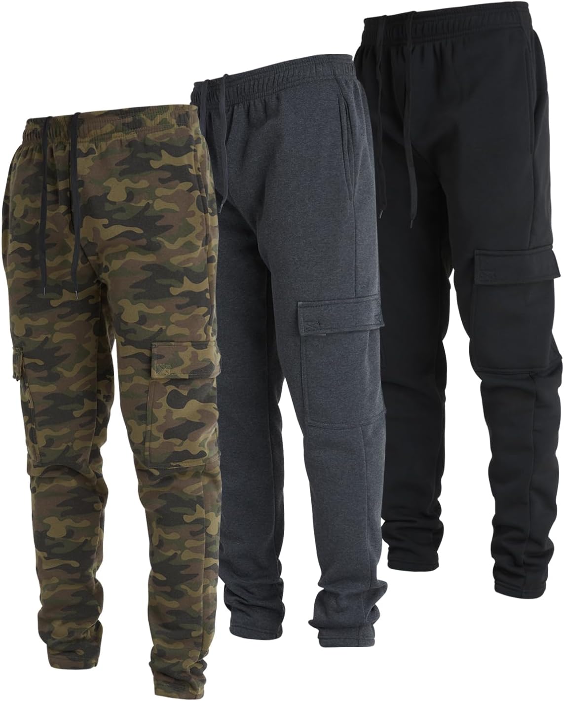 Ultra Performance 3 Pack Mens Open Bottom Sweatpants with Pockets, Casual Sweatpants for Men