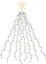 Salcar 1,5m x 8 Cadena de Luces para Árbol de Navidad, Impermeable LED Luz Cadena Ligera Navidad, 210 Leds Cadena Luminosa Cable de Verde para Exterior e Interior, Navidad Fiestas Boda - Blanco cálido