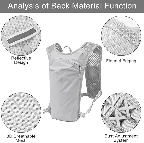 Running Vest For Men Women Lightweight Breathable Running Backpack Reflective Adjustable Hydration Vest with Phone Holder & Storage Functional Running Accessories For Cycling Hiking Marathon - 3