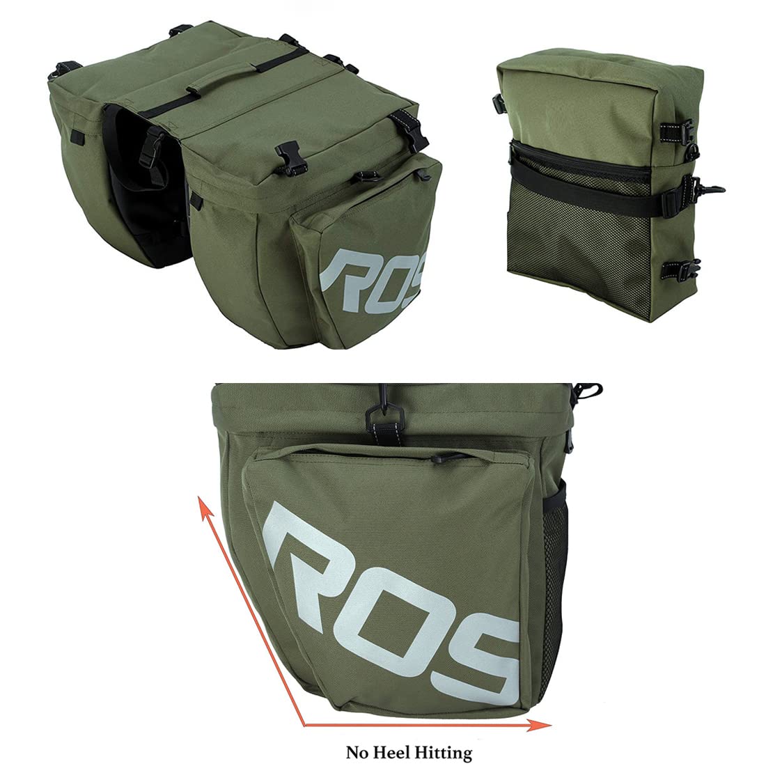 Bike Rear Rack Bag, 3 in 1 37L Ciclismo Impermeabile Pannier Rack Bag Bicicletta Sedile Posteriore Tronco, Borsa per sellino per MTB Mountain Bike con Tracolla Staccabile e Riflettente Segno