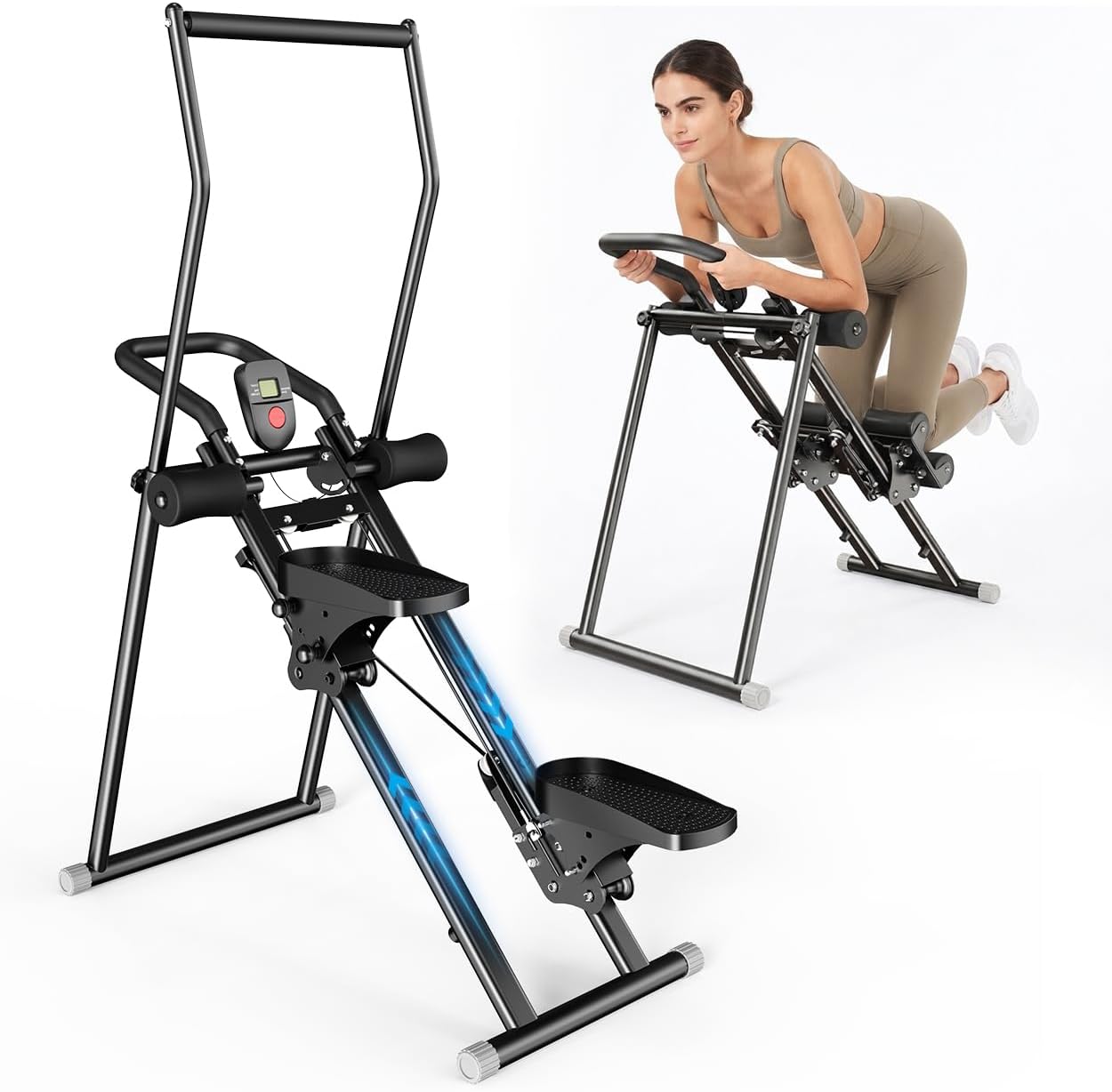 Stair Stepper Ab Machine for Home Gym 90% Pre-assembled Stairmaster | Multi-functional Full-Body Workout Equipment Compact Folding Stair Climber Oversized Pedal