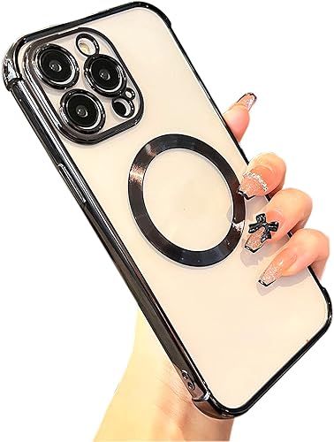 RALEAVO Funda magnética para iPhone 14 Pro Max compatible con Magsafe protección contra caídas de grado militar Funda transparente delgada chapada a disponible en Yaxa Peru