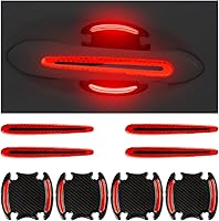 Vista 7 de 8 calcomanías reflectantes para manija de automóvil, película protectora de fibra de carbono 3D para cubrir los arañazos, tiras protectoras