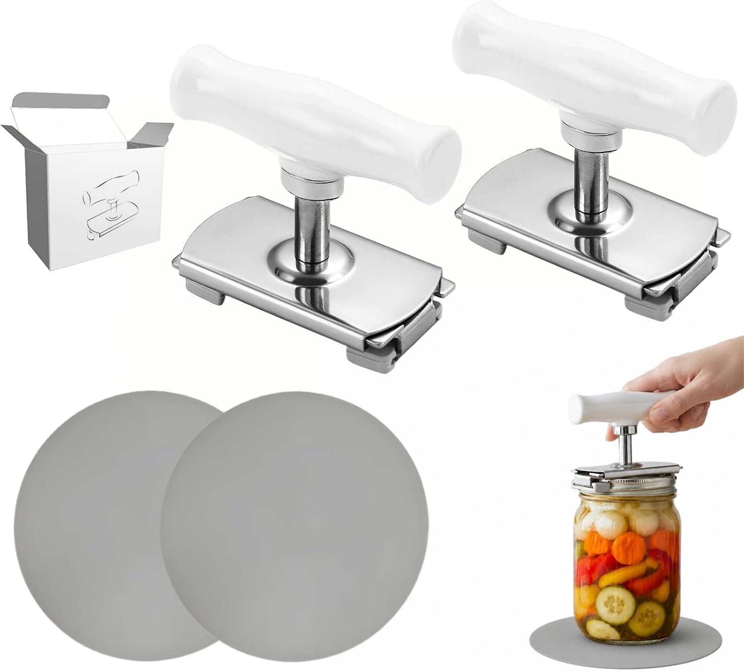 Effortless Jar Opener for Seniors with Non-Slip Pad - Adjustable Jar Opener Fits 0.4"-4" Bottle Can Lids - 2-in-1 Stainless Steel with Rubber On Teeth - Easy Grip for Weak Hands (1 PCS)
