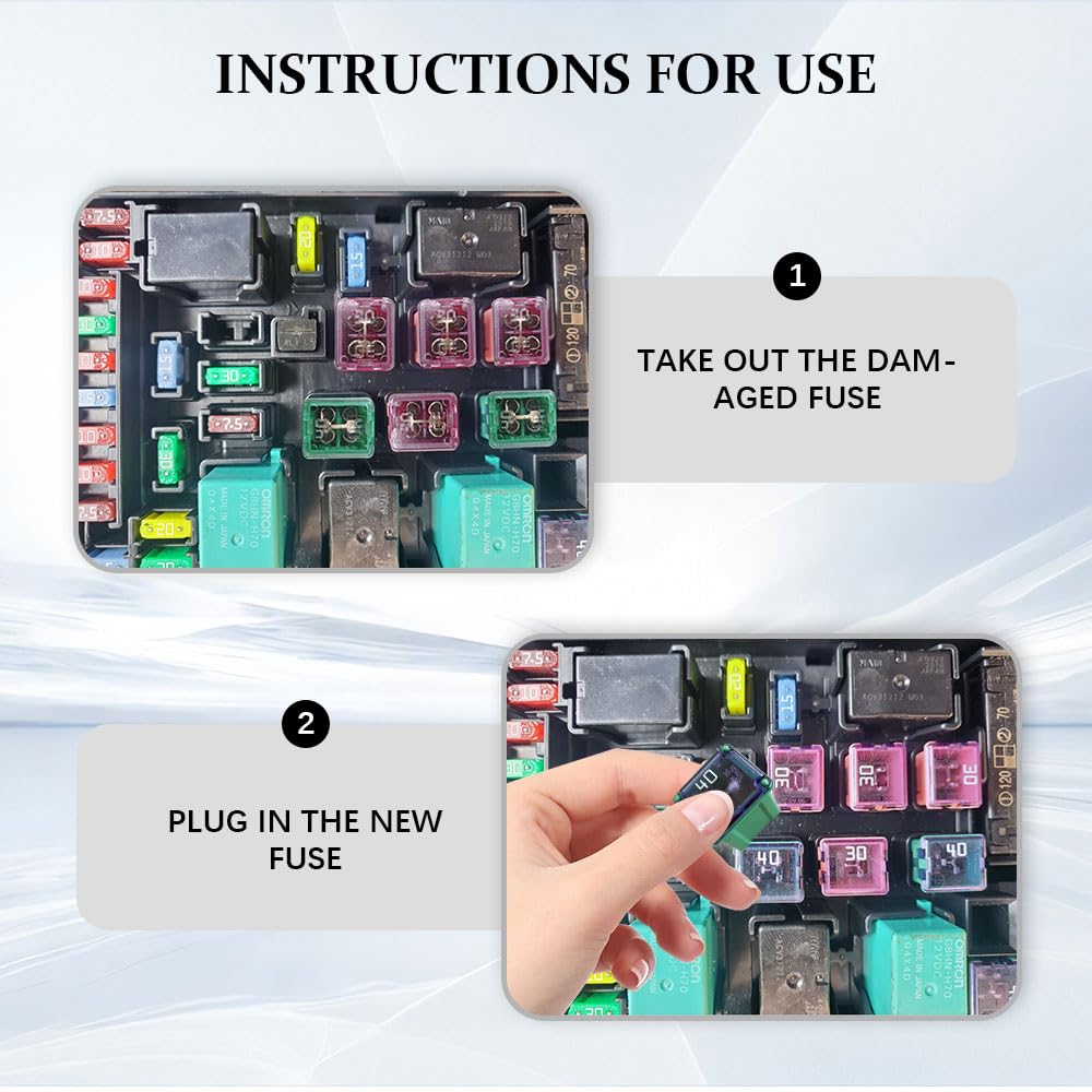 Kit di fusibili assortiti per auto, kit di fusibili per auto, a basso profilo, micro cartucce a forma di scatola, accessori per auto 20A/30A/40A/50A/60A, mini fusibili adatti per pickup