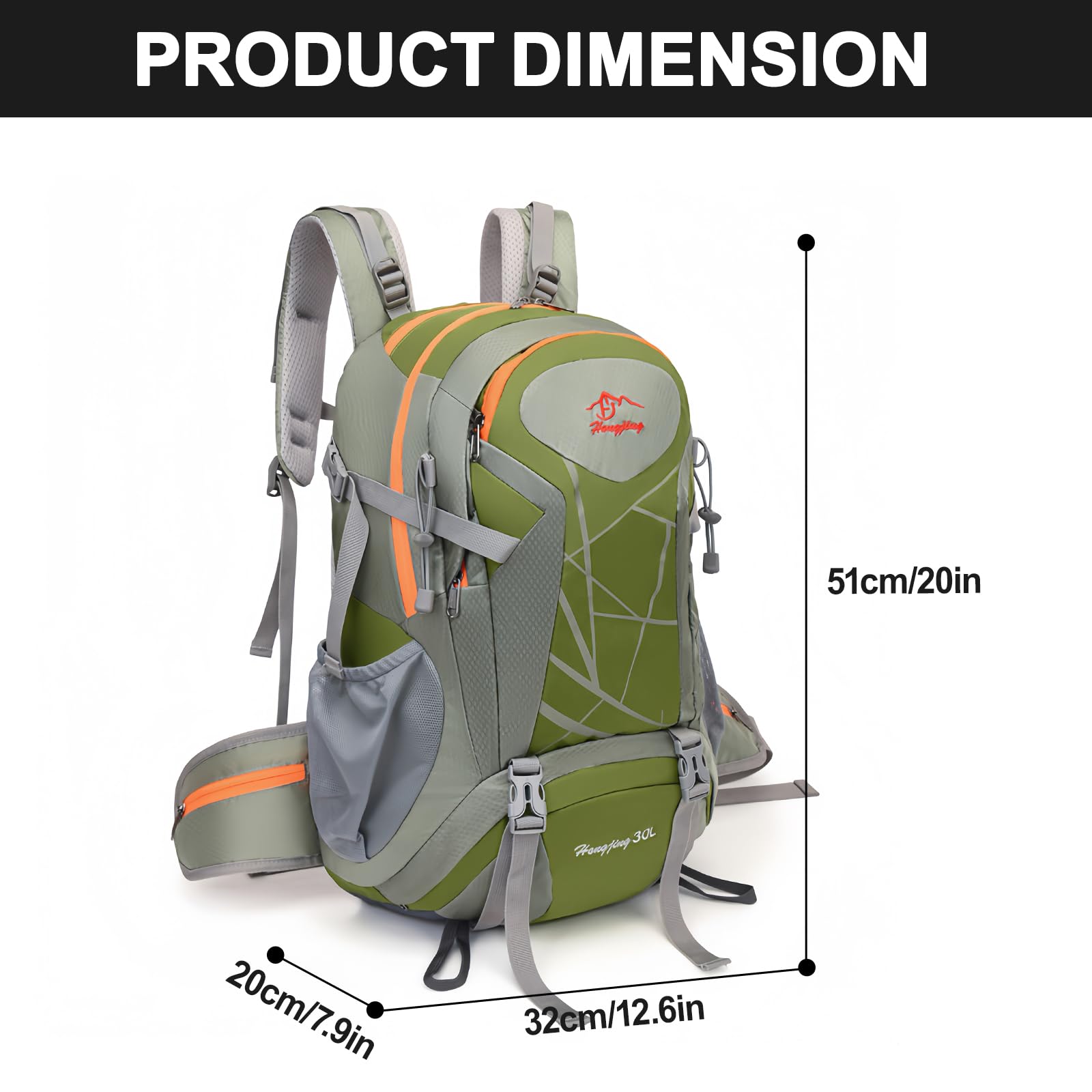 Zaino da trekking da 40 l, da uomo e da donna con copertura antipioggia, zaino impermeabile con ventilazione posteriore e schienale in rete, zaino da trekking, per ciclismo, alpinismo e
