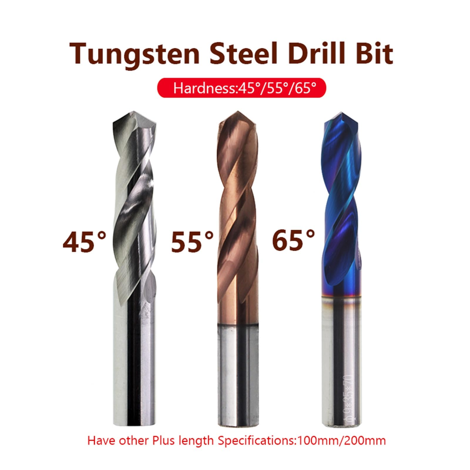 1 pc jeu de forets en carbure de tungstène 1mm à 6.5mm HRC65 ° foret hélicoïdal à flûte en spirale CNC outils de forage de tour mèches for le travail des métaux(5.0mm)