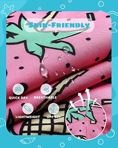 Maamgic Boys Swim Trunks With Compression Liner Stretch Toddler Boys Swim Shorts Quick Dry Swimming Trunks With Boxer Brief Kids Boy 2 In 1 Beach Shorts Rose Coconut 5/6 #TOP4