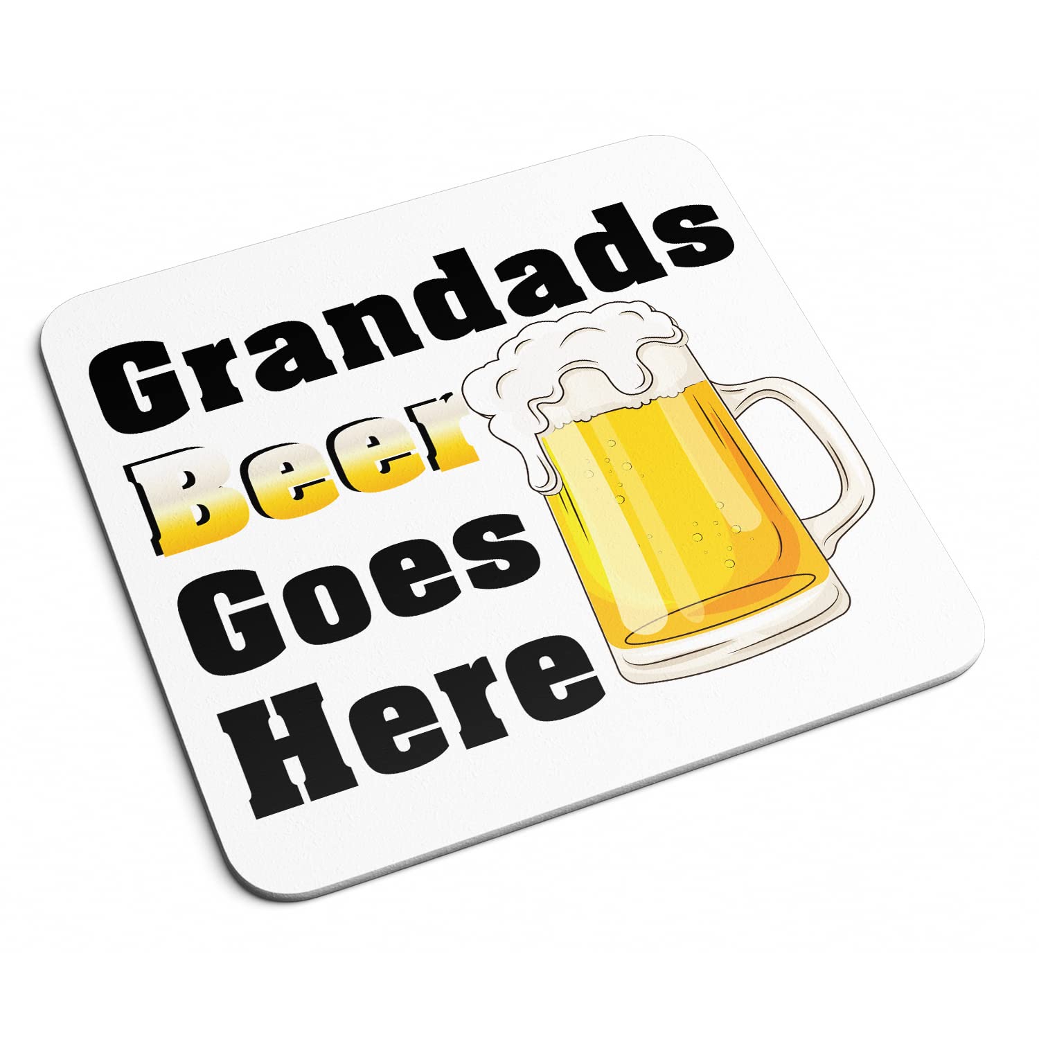 Smartypants White Grandad's Beer Goes Here Coaster - Daddy Father's Day Occasion Father Ale Frothy Pub Child Birthday Drinks Cup Home Decor Placemat Kitchenware Gifts Presents (White)