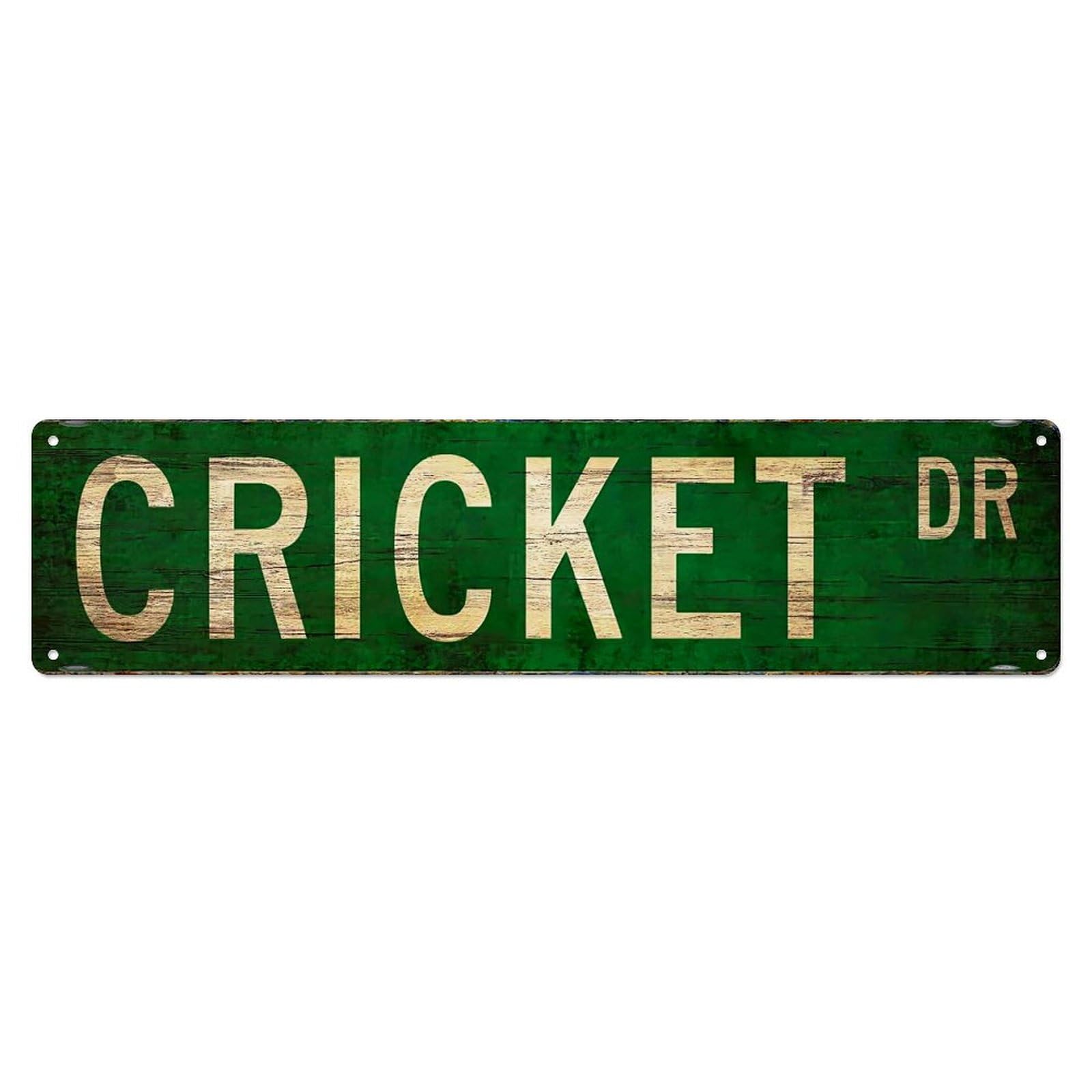 Green Wood Sign Cricket Dr Metal Tin Sign Plaque