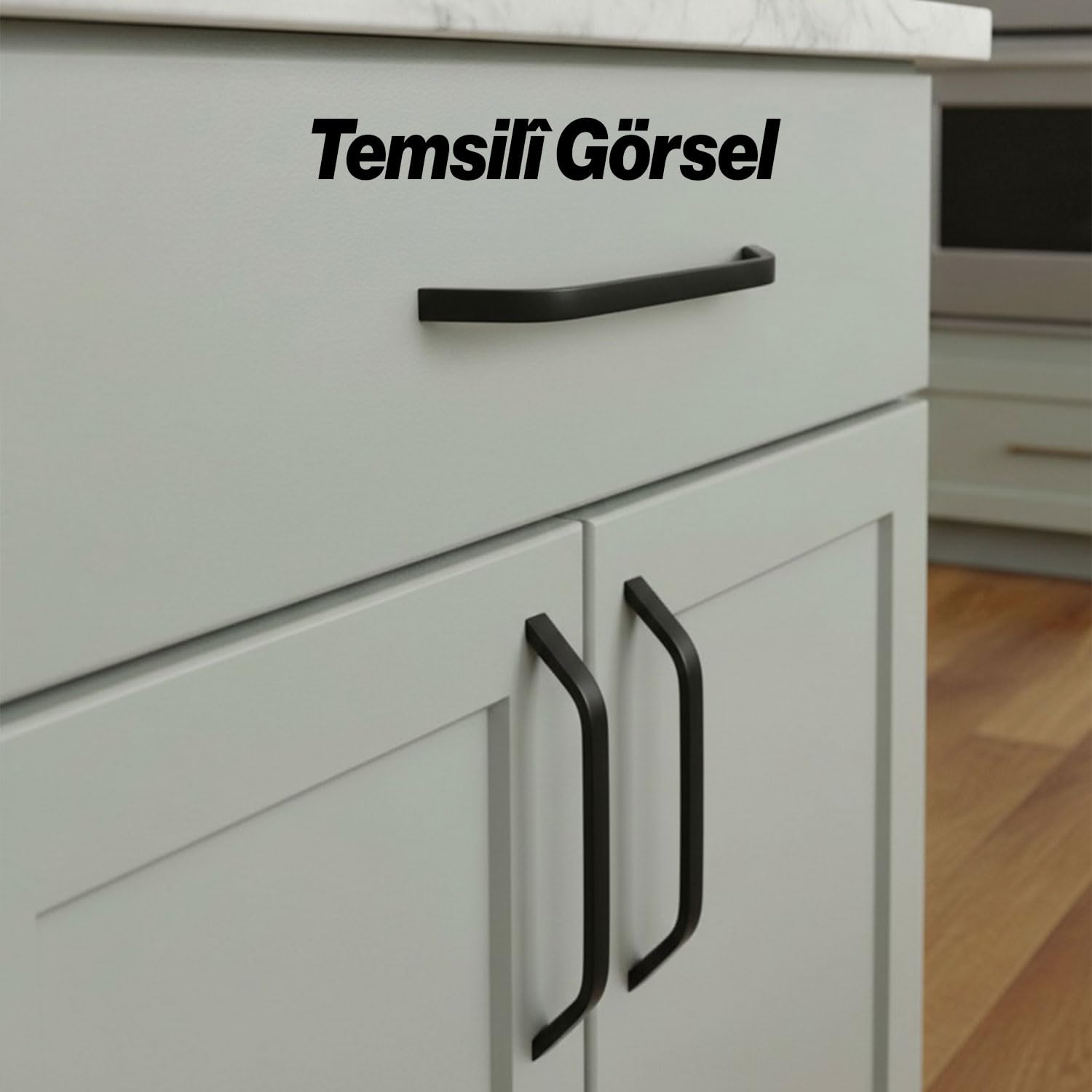 Şahin 320 mm Siyah Metal Kulp Çekmece Dolap Kolu Mobilya Mutfak Dolabı Kapak Kulpları Kulpu