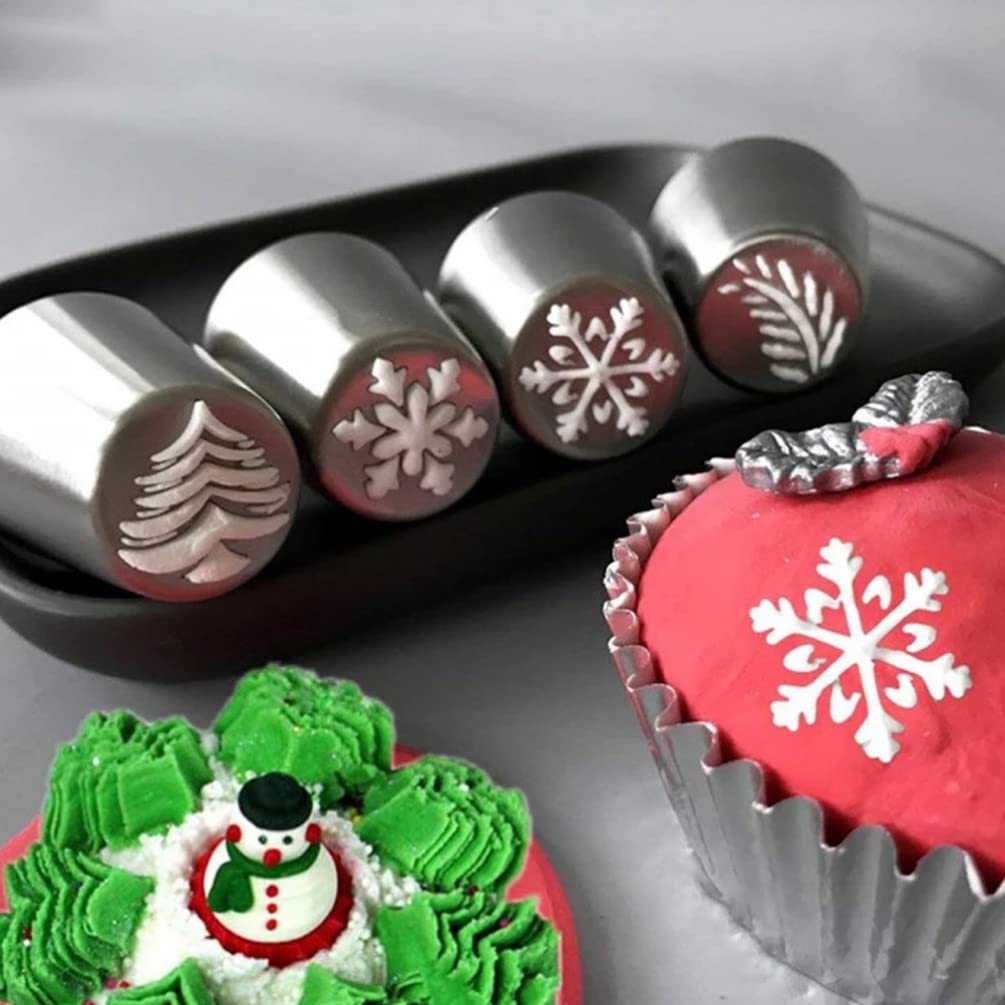 LIFKOME 5pcs Stainless Steel Piping Tips Piping Nozzles Cake Decorating Supplies Frosting Icing Tips Baking Set Tools for Home Bakery Bakeware