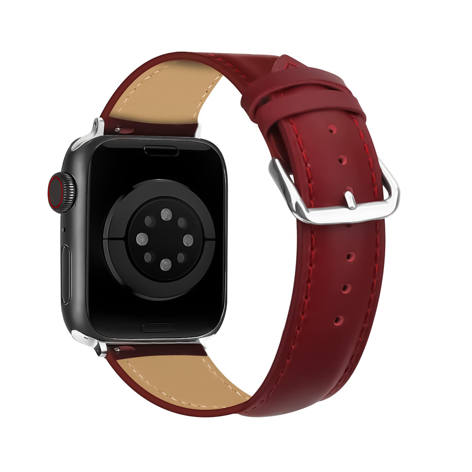 Pasek do zegarka kompatybilny z Apple Watch 49 mm, 45 mm, 44 mm, 42 mm, 41 mm, 40 mm, 38 mm, akcesoria z prawdziwej skóry, zamiennik opaski do iWatch Ultra, SE2, SE, Series 8, 7, 6, 5, 4, 3