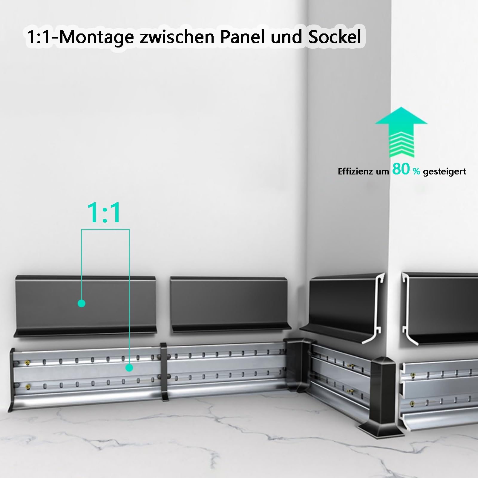 Rodapiés De 125cm (2 Piezas) De Aluminio Resistente Al Desgaste Y A La Luz | Perfiles De Esquina Decorativos De Alta Calidad Para Renovación De Interiores Elegantes - Ideal Para Casas Modernas