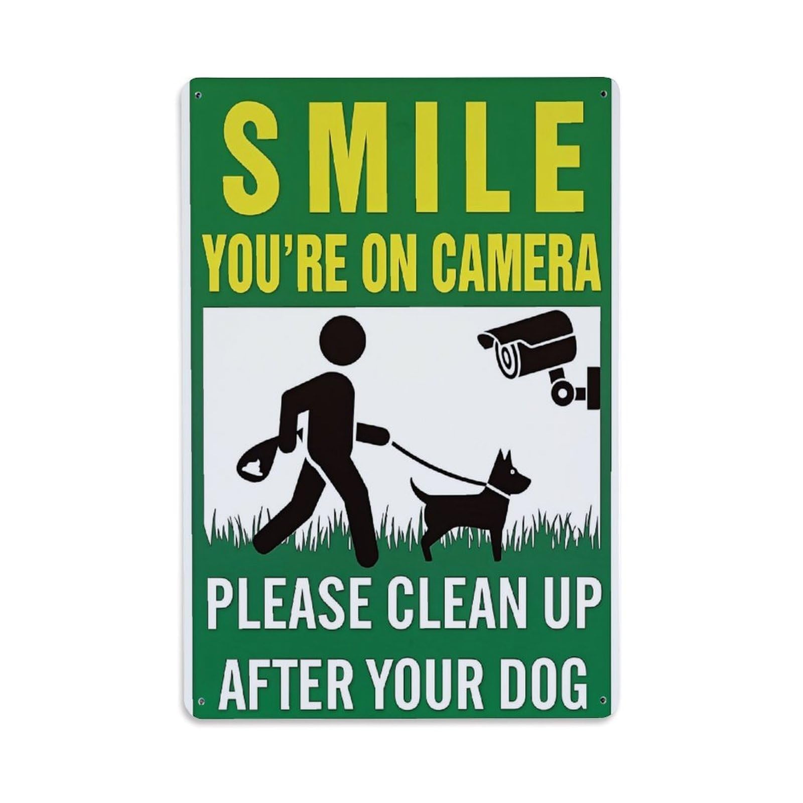 Jdyaojiesheng Vintage Smile You're On Camera Please Clean Up After Your Dog Tin Sign Retro Metal Wall Decor Metal Poster, Home Bar Garage Farmhouse Cafe Wall Art Decoration 8X12inches