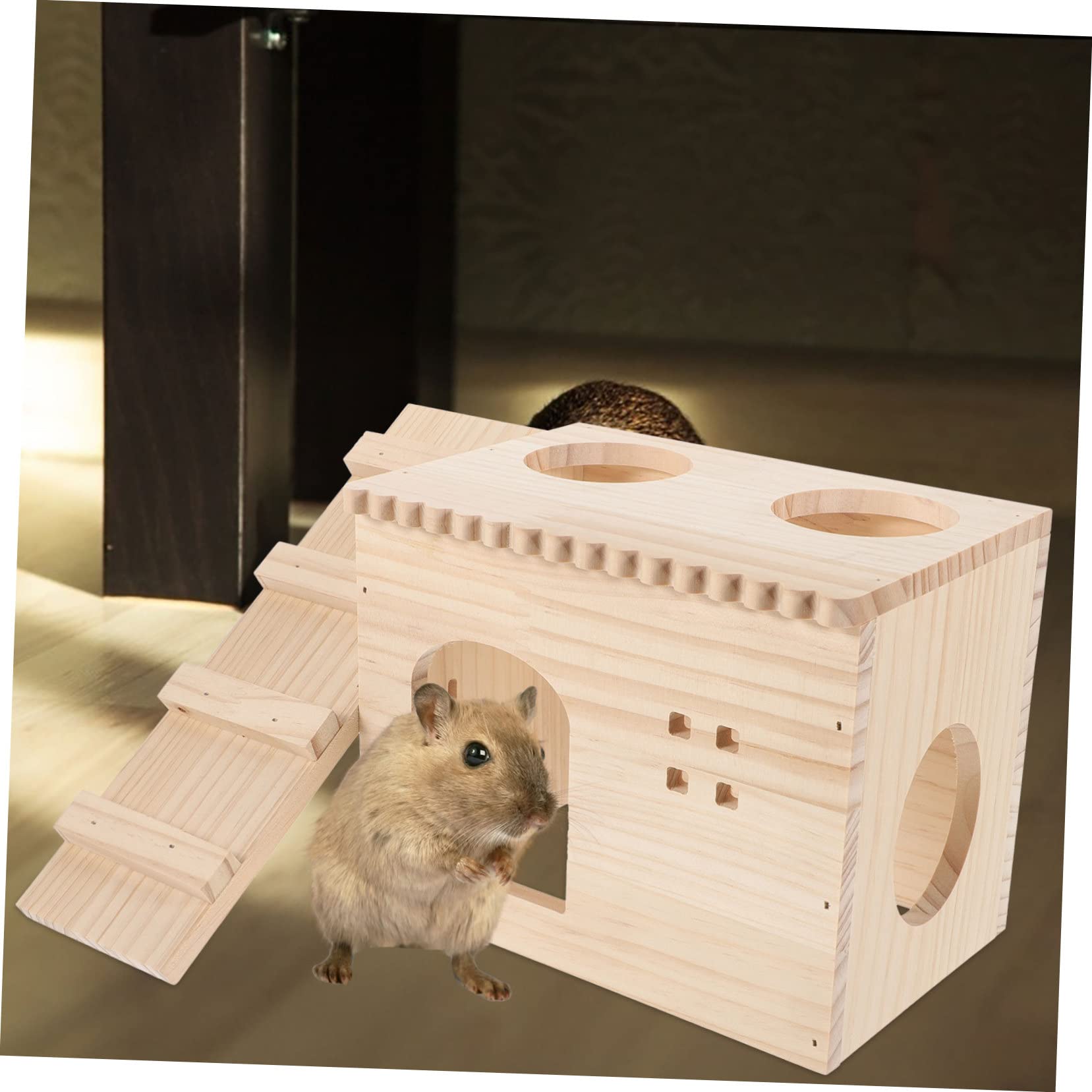 INOOMP Hamsterhaus Aus Holz Kleines Versteck Für Hamster Schlafhaus Für Haustiere Haustierbedarf Versteckspielzeug Für Hamsterkäfige Hamsterversteck Aus Holz Hamsterspielzeug
